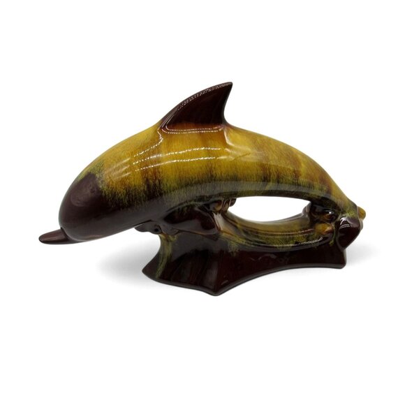 Blue Mountain Pottery DOLPHIN in Brown And Yellow Glaze Canada Vintage 16" - Picture 6 of 12